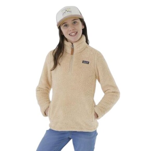 Patagonia Los Gatos 1/4 Zip Fleece Pullover Teddy Bear Jacket Sweater in Khaki